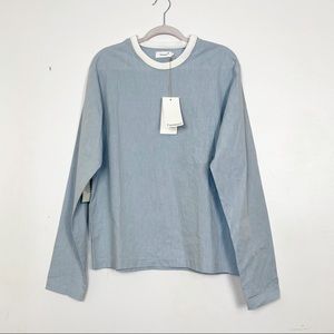 NEW Fanmail Blue Long Sleeve Woven Tee